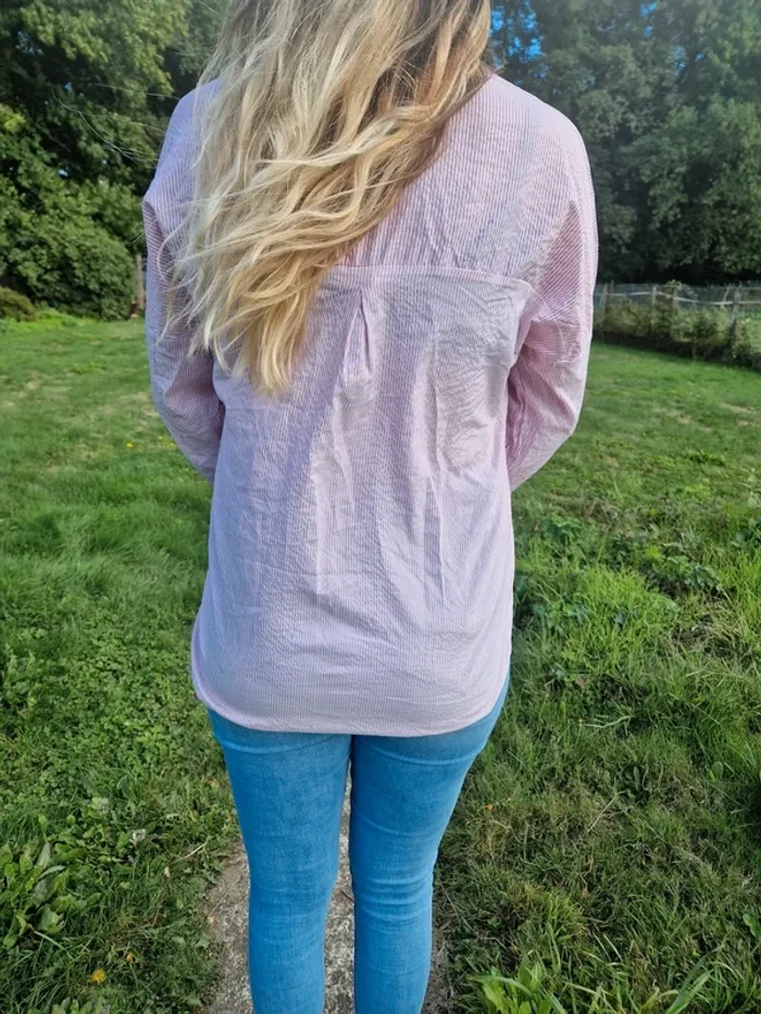 🌸 Chemise rayée rose et blanche Femmes - Taille 38 🌸 - photo numéro 3