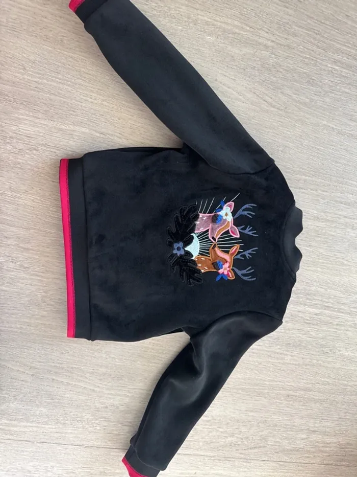 Veste Catimini 4 ans – velours avec motif biche 🦌💜