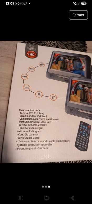 Pack de 2 lecteur dvd  pour voiture 