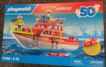 Playmobil 71598 Bateau de Sauvetage et Pompiers - Action Heroes