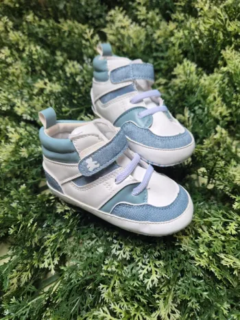 Chaussures souples bebe garcon 12/18 mois bleu et blanc lulu castagnette