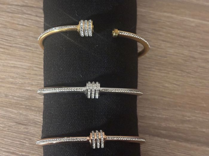 Bracelet strass acier inoxydable or/argent ou rose - photo numéro 3