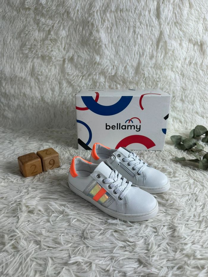Paire de basket Bellamy blanche et rose fluo taille 29
