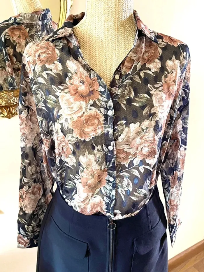 Sublime Haut manche longue Transparent Floral Sophyline taille M/L - photo numéro 13
