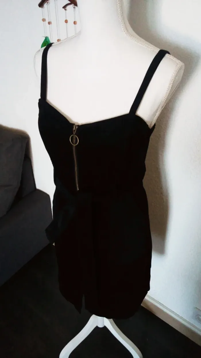 coton noire côtelé Robe - photo numéro 5
