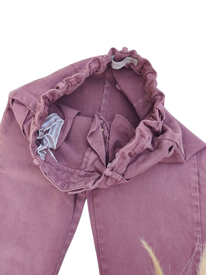 Lot fille 12 ans Zara & H&M – pantalon rose mauve + t-shirt tête de mort strass - photo numéro 4