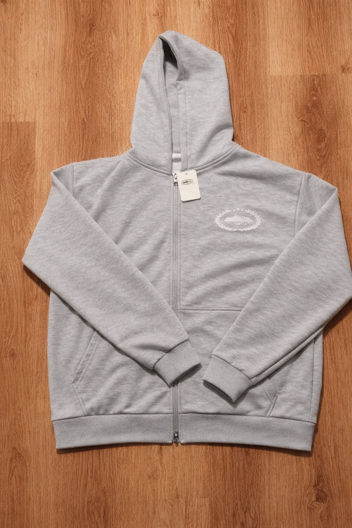 Ensemble Corteiz RTW Alcatraz Wreath Grey White Gris Blanc Tracksuit - photo numéro 2