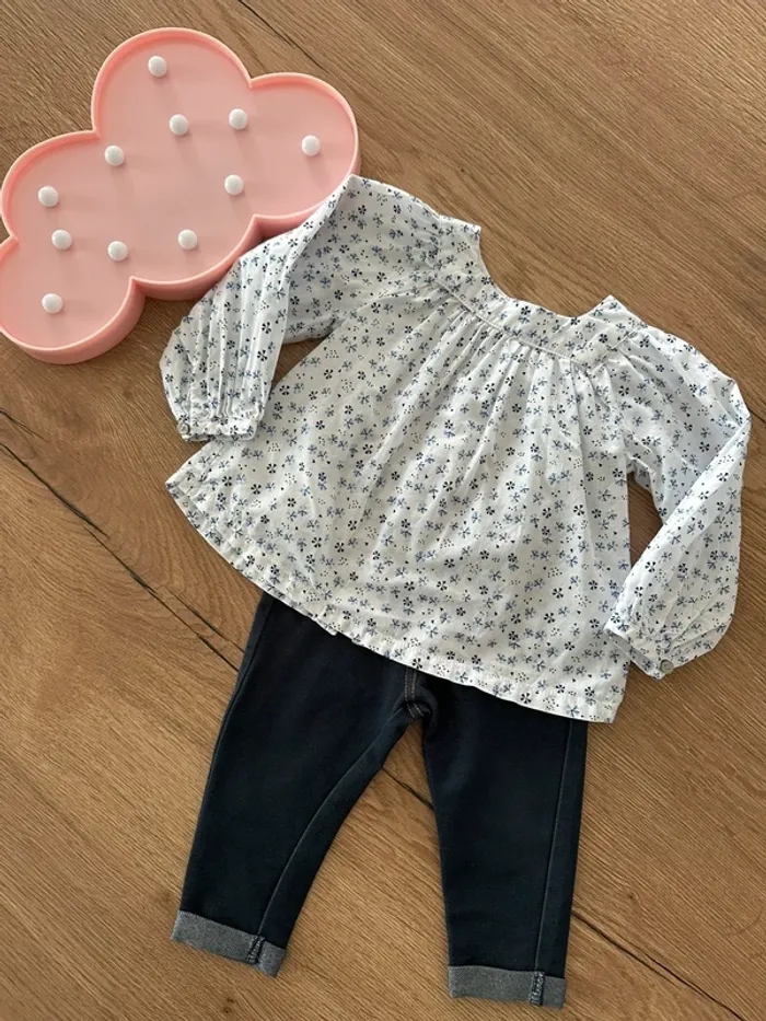Ensemble blouse fleurie
