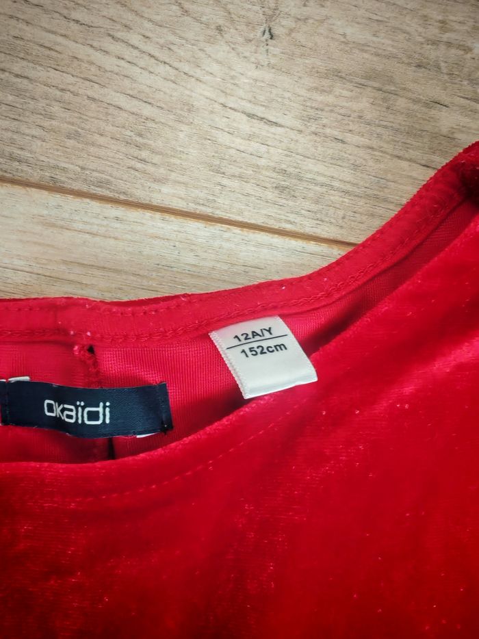 Robe noël rouge velour fille okaidi - photo numéro 4
