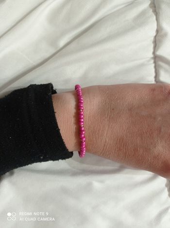 Bracelet rose en perles, accessoire bijou fait main neuf 