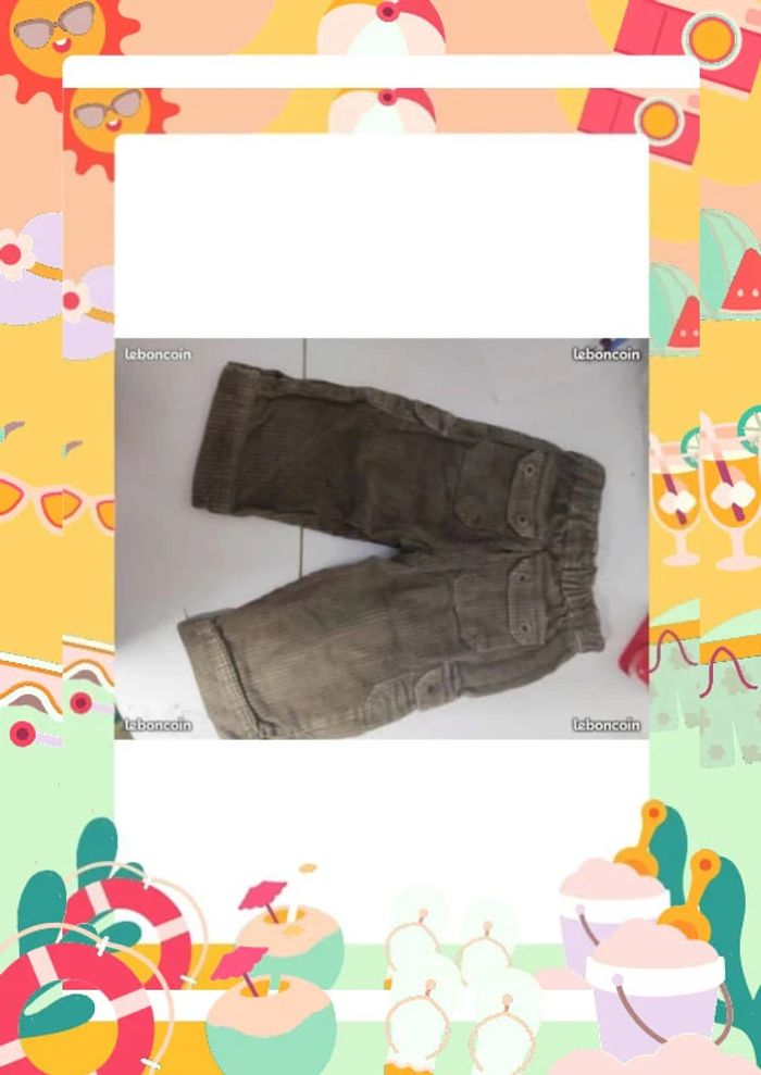 Pantalon 12 mois rayé marron avec poches sur les côtés marque boutchou - photo numéro 2