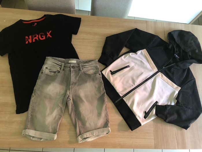 Lot 14 ans short + t-shirt + gilet