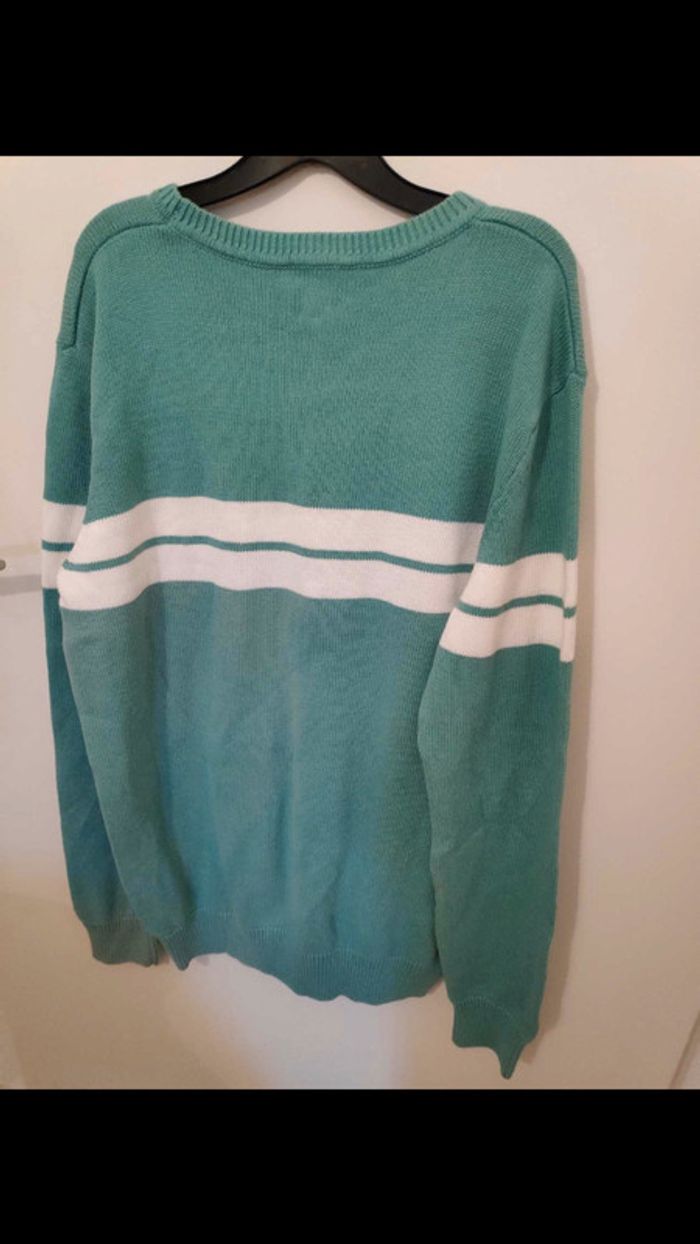 pull turquoise et blanc m