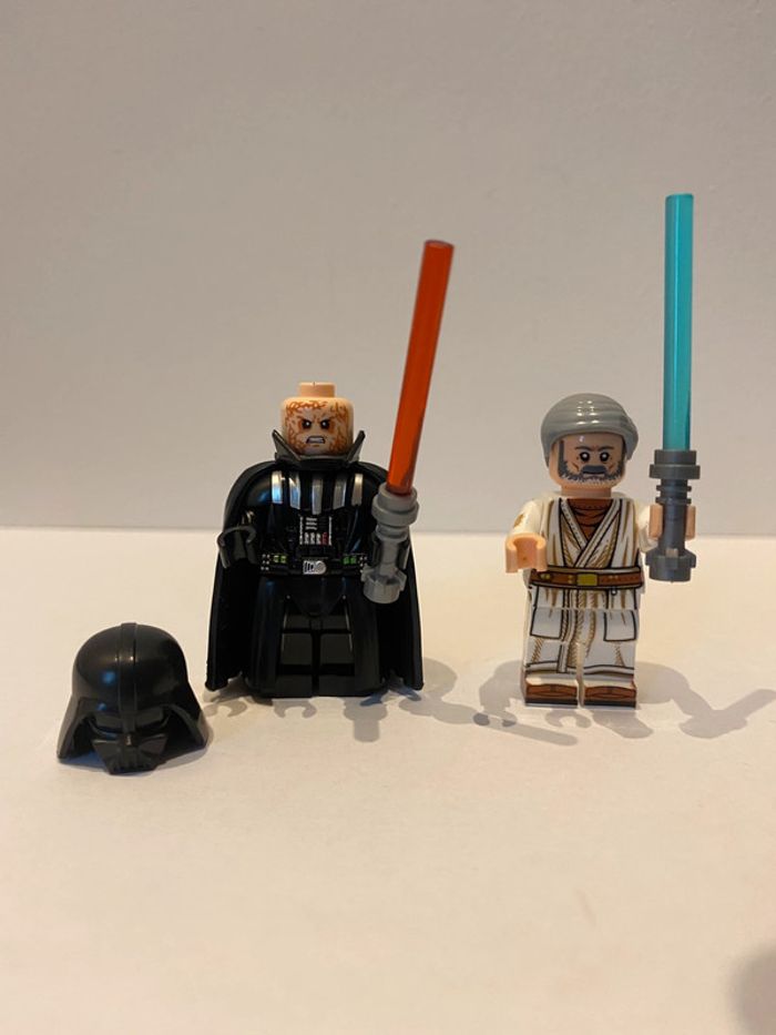 Figurine type lego Dark Vador contre Jedi Obiwan Kénobi. Star Wars - photo numéro 2