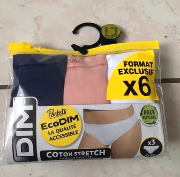 Lot de 6 slips Pockets Ecodim Dim T 40/42 neufs dans emballage