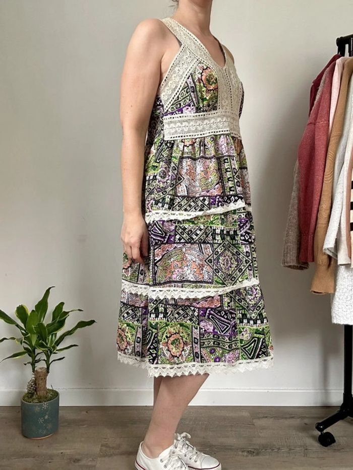 Corte Hindu Robe midi verte à crochet – Taille 38 – Très bon état - photo numéro 3
