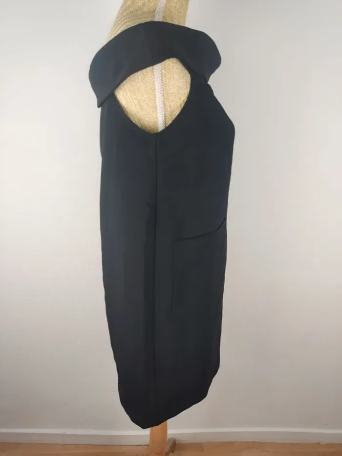 Robe mi-longue manches courtes col bardot noir avec poches taille 38 / 40 See U Soon - photo numéro 3