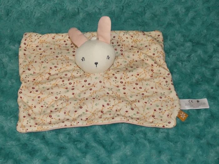 Doudou plat lapin rose fleurs Simba toys 🐰tbe