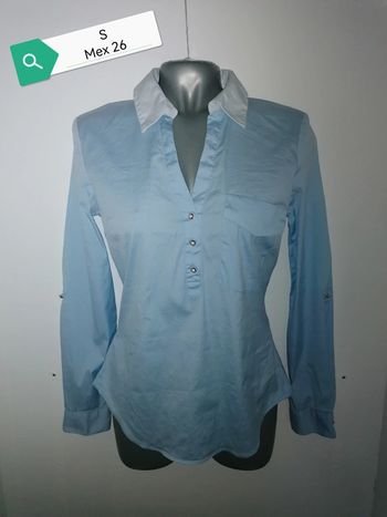 Chemise bleu col blanc Zara S mex26