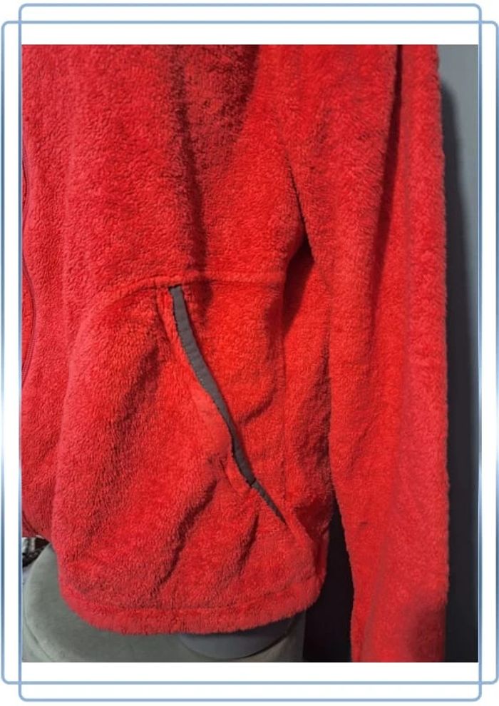 Polaire à capuche full zip the north face rouge et noir - taille XL - femme / logo brodé - photo numéro 3