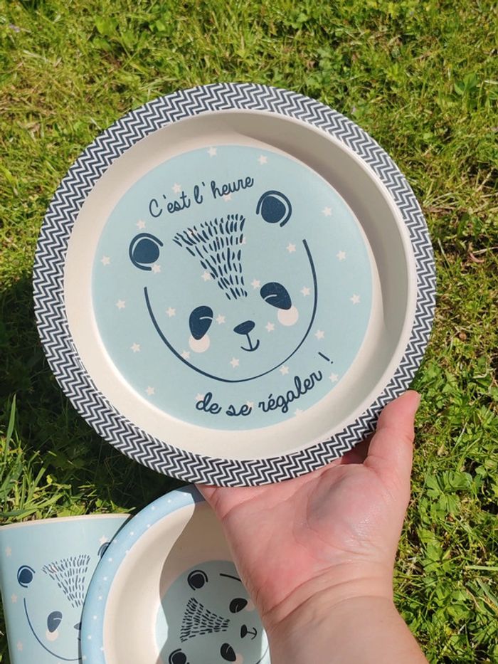 Set de vaisselle enfant panda bleu - photo numéro 9