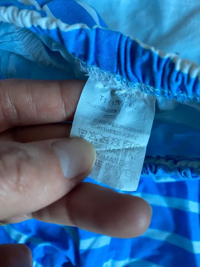 Short de maillot de bain rayé blanc et bleu 12 mois - photo numéro 3