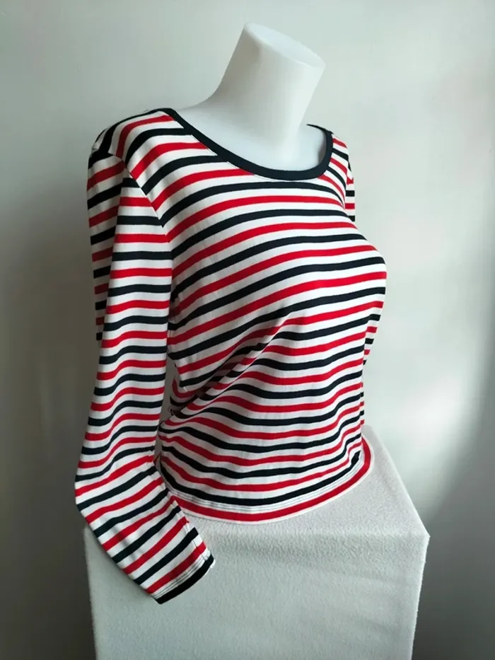 Pull Femmes Fin et Léger 100% Coton style Marinière - Tommy Hilfiger - Taille L - photo numéro 3