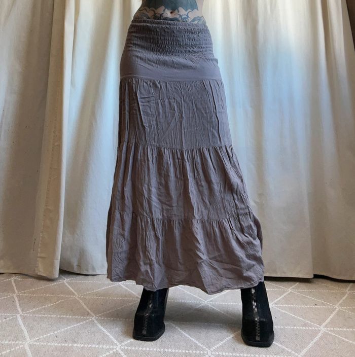Jupe longue marron/beige vintage 90s Boho - Taille S/M - photo numéro 4