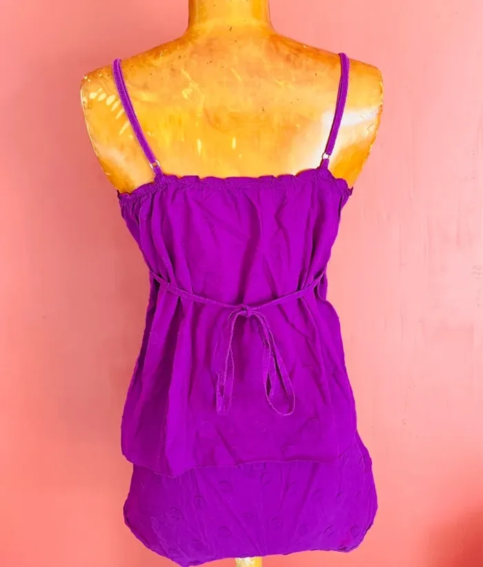 Joli pyjama 2 pièces débardeur et short violet vintage - photo numéro 2