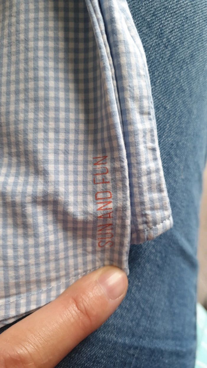Chemise tape à l'œil à carreaux bleu ciel - photo numéro 5
