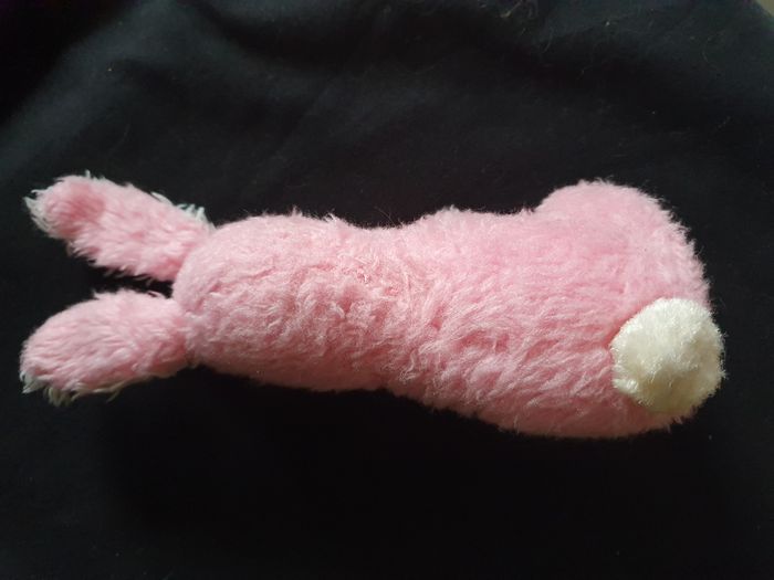 Ancienne Peluche lapin rose et blanc Hauteur 27 cm - photo numéro 5