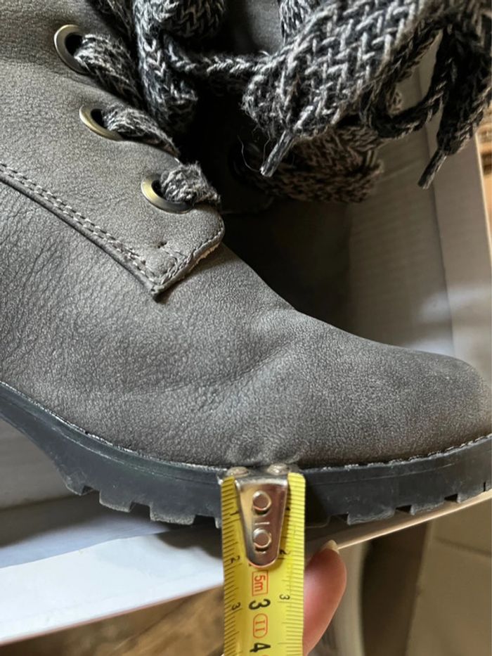 Bottines à talons chaude doublé à lacets - gris, blanc et noir - photo numéro 20