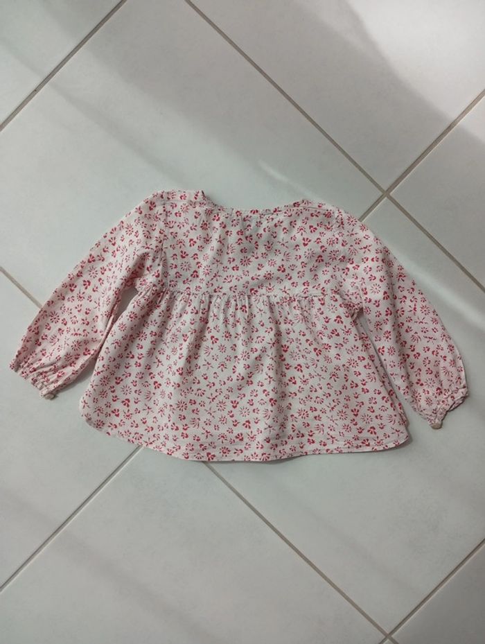 Blouse blanche fleur rose Lili Gaufrette taille 2 ans - photo numéro 2
