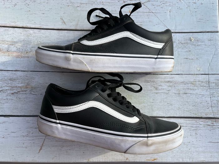 Vans old skool cuir noir - photo numéro 3