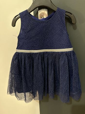 Robe en tulles bleu marine et paillettes argenté