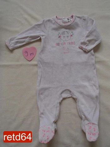 pyjama velours 1 pièce 9 mois