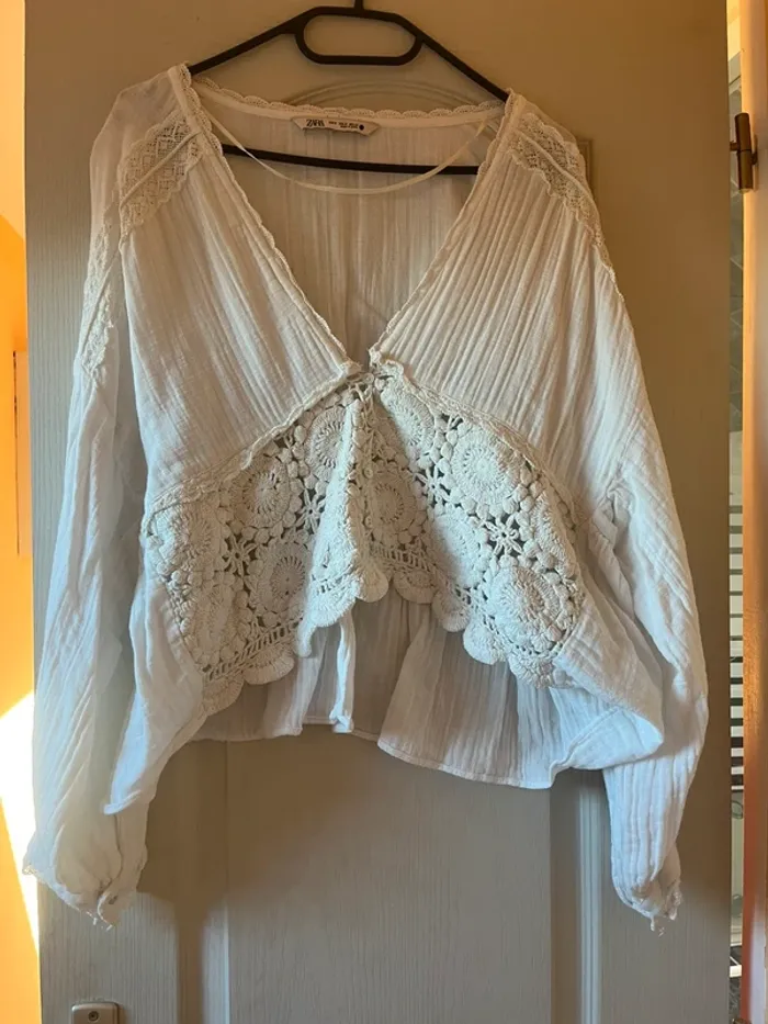 blouse blanche broderie zara