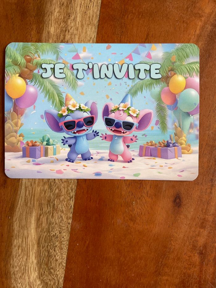 Lot cartes d’invitation avec enveloppe Stitch - photo numéro 2