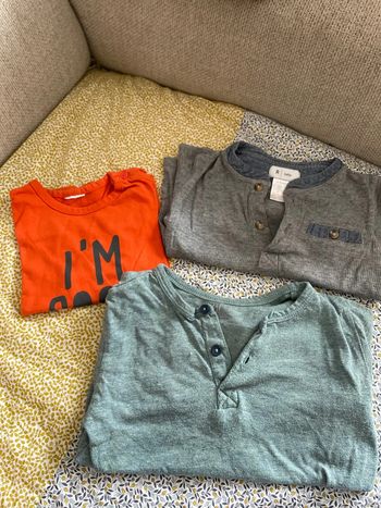 3 teeshirt à manches longues 18 mois