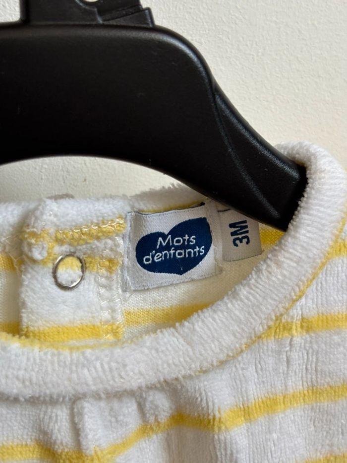 Pyjama velours rayé jaune 3 mois - photo numéro 4