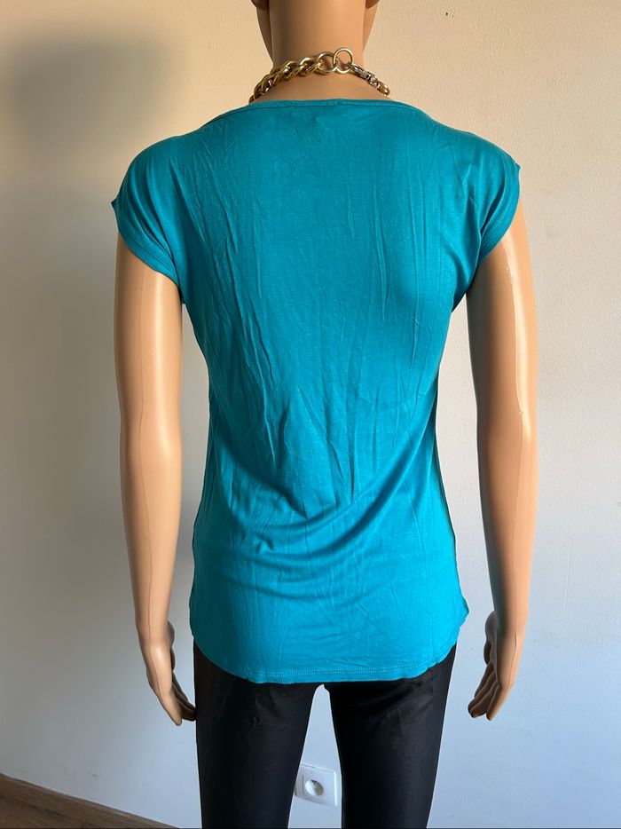 Teeshirt turquoise à manches courtes Morgan taille M TBE - photo numéro 5