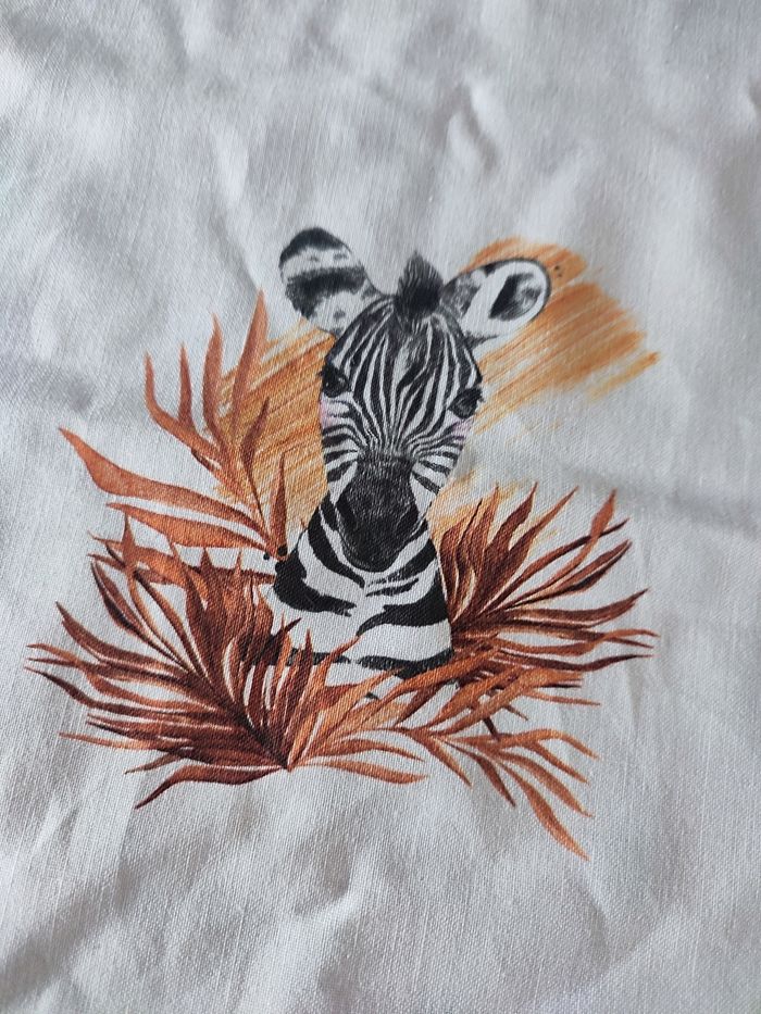 Doudou plat blanc et marron savane zèbre - photo numéro 2