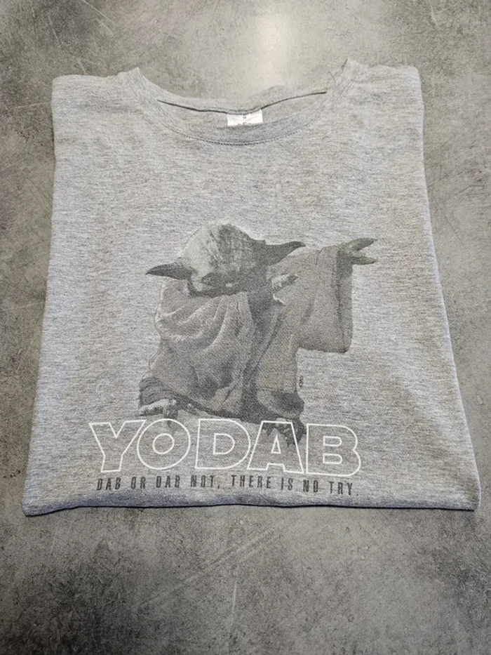 T-shirt manches courtes homme - Taille M / 38 - B&C (Star Wars) - Gris floqué Yoda - photo numéro 7