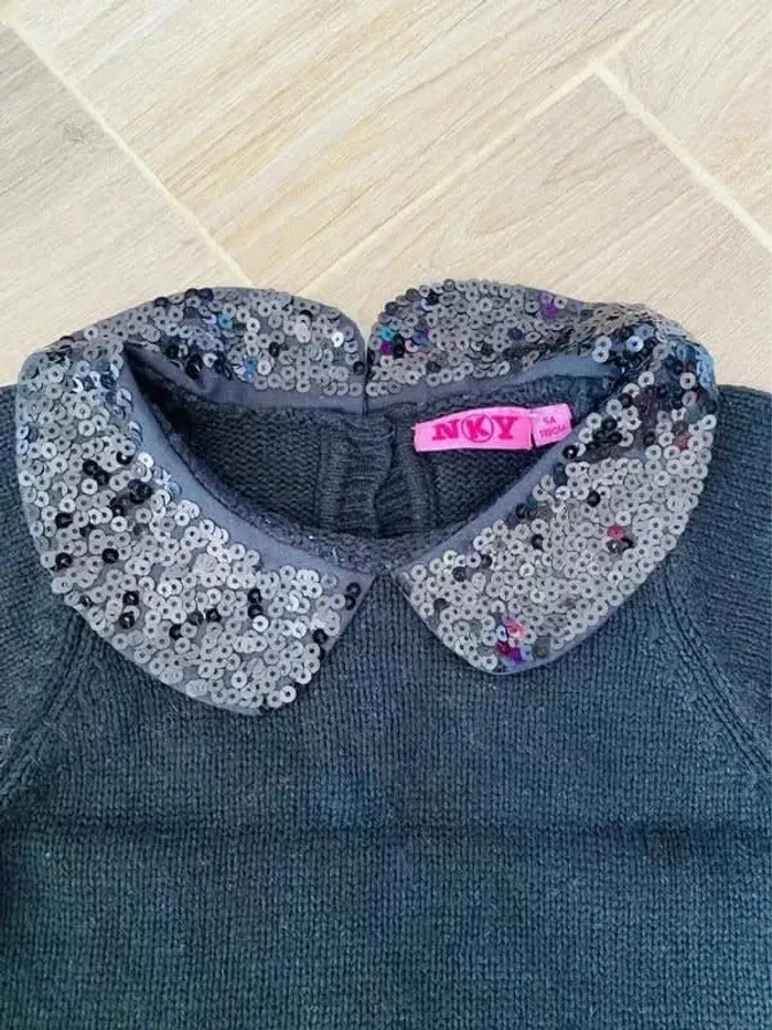 Pull robe noir à sequin au col 5 ans - photo numéro 2