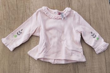 T-shirt manches longues fille rose clair taille 1 mois Orchestra