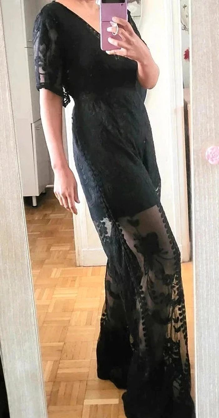 Magnifique combinaison dentelle brodée short intégré sexy chic pépite rare - photo numéro 4