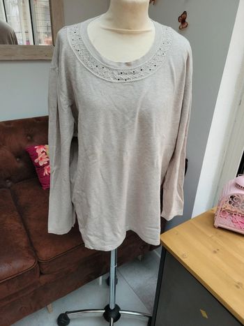 Pull beige taille 49 50 en cachemire laine léger chaud doux