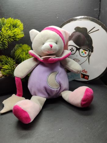 Doudou Baby nat Baby nat Chat Gris Rose Violet luminescent étoile Bonnet BN0139