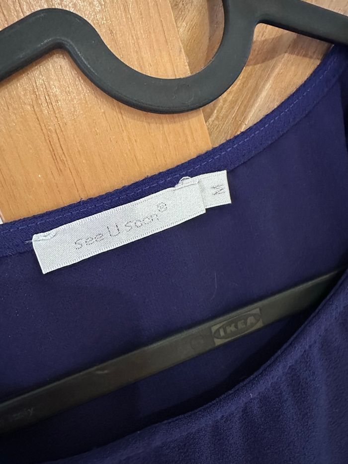 Robe bleue violette see U soon taille 38 avec ceinture intégrée et bouton noeuds papillon - photo numéro 5