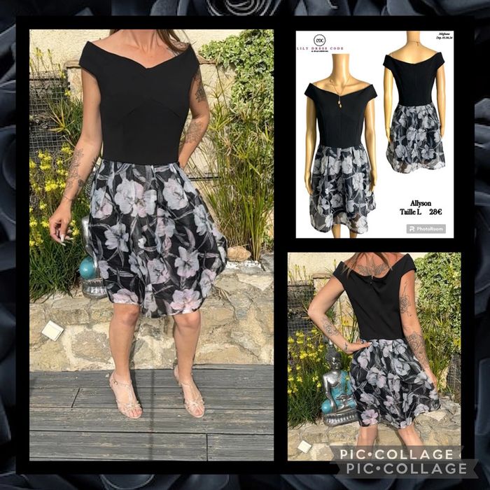 🖤 robe noire bouffante fleuries NEW (vidéo portée dispo ) 🖤